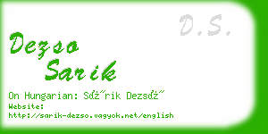 dezso sarik business card